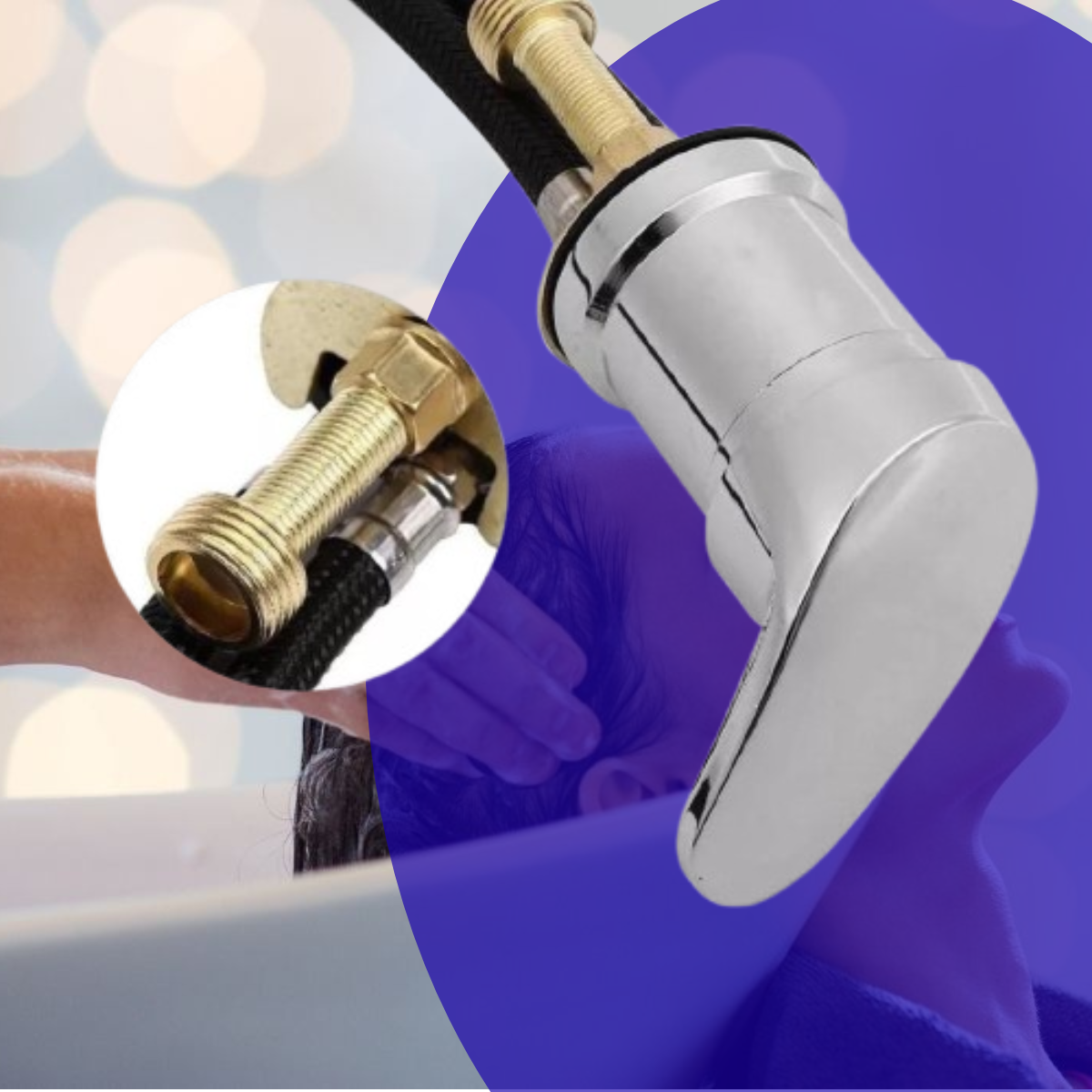 LLAVE MONOMANDO AGIUA FRIA/CALIENTE CON FLEXIBLE PARA LAVAPELO LAVACABEZA