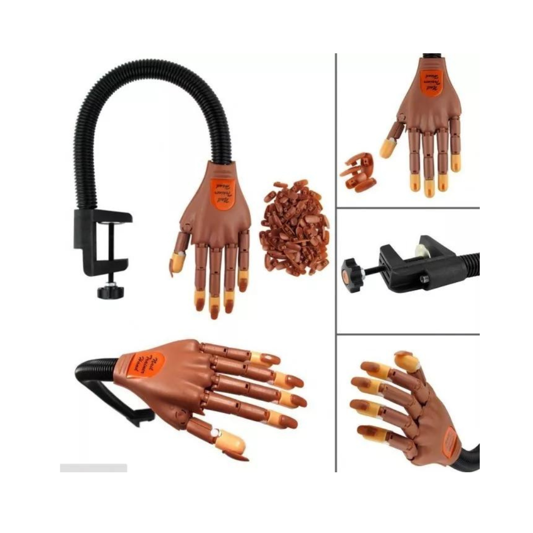 MANO PRACTICA ARTICULADA PARA UÑAS CON 100 REPUESTOS