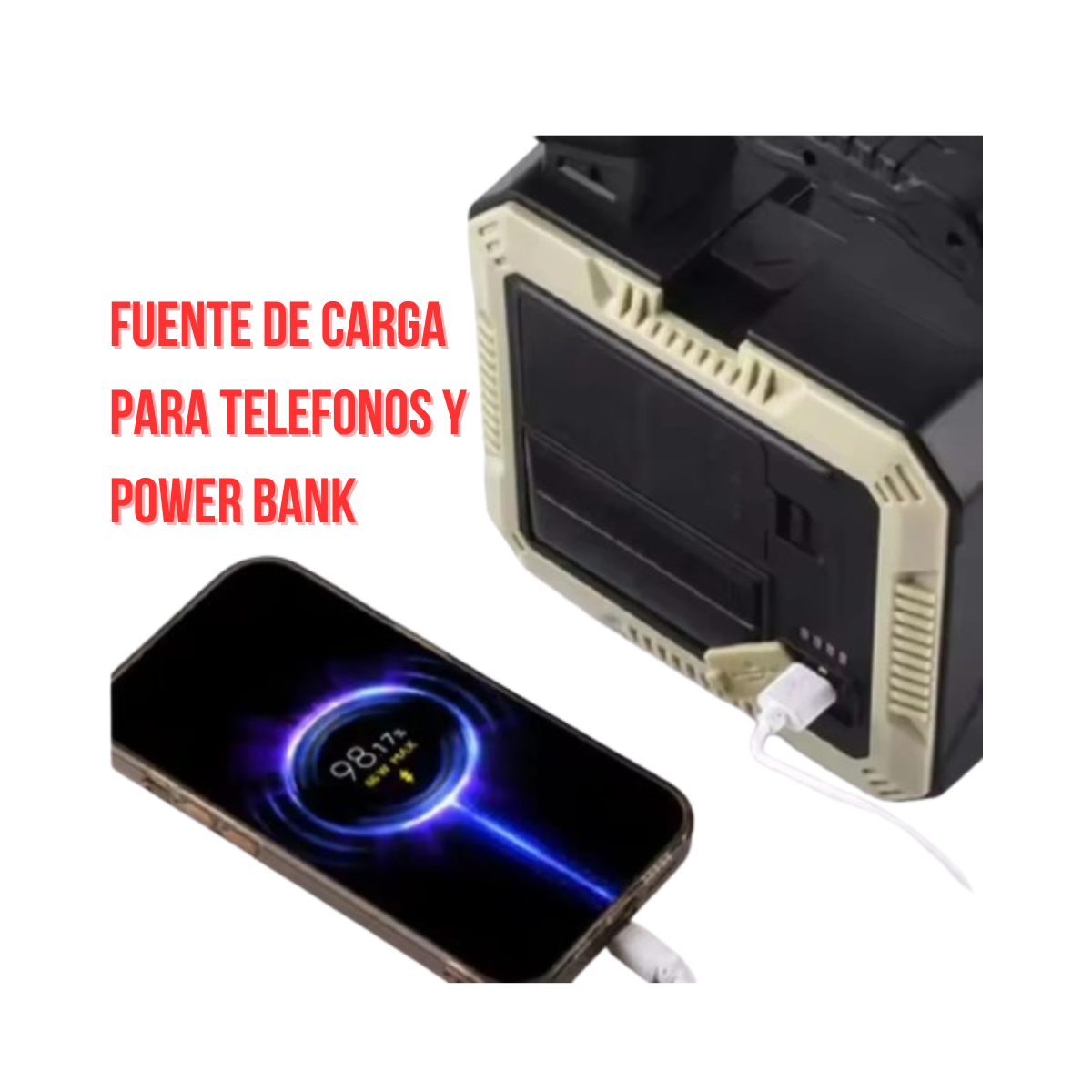 FOCO LINTERNA SOLAR LED CAMPING CON HERRAMIENTAS