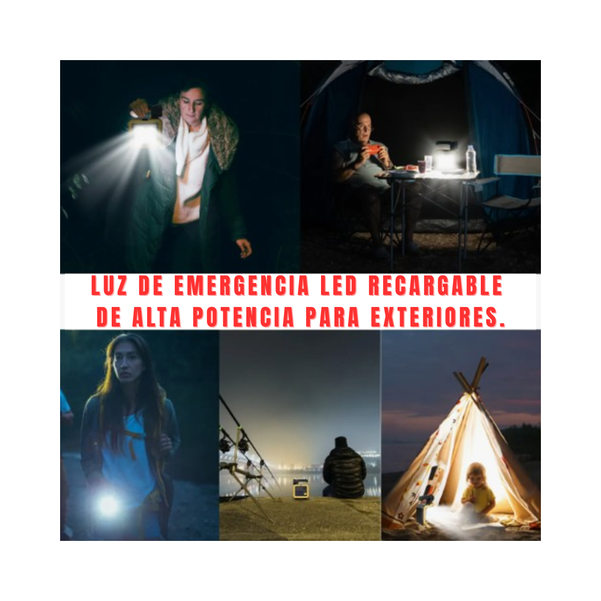 FOCO LINTERNA SOLAR LED CAMPING CON HERRAMIENTAS