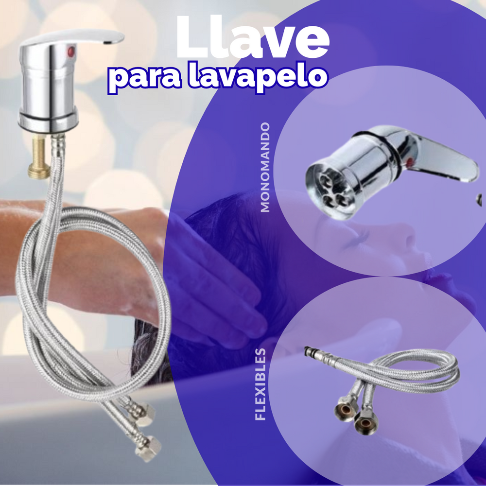 LLAVE MONOMANDO AGIUA FRIA/CALIENTE CON FLEXIBLE PARA LAVAPELO LAVACABEZA