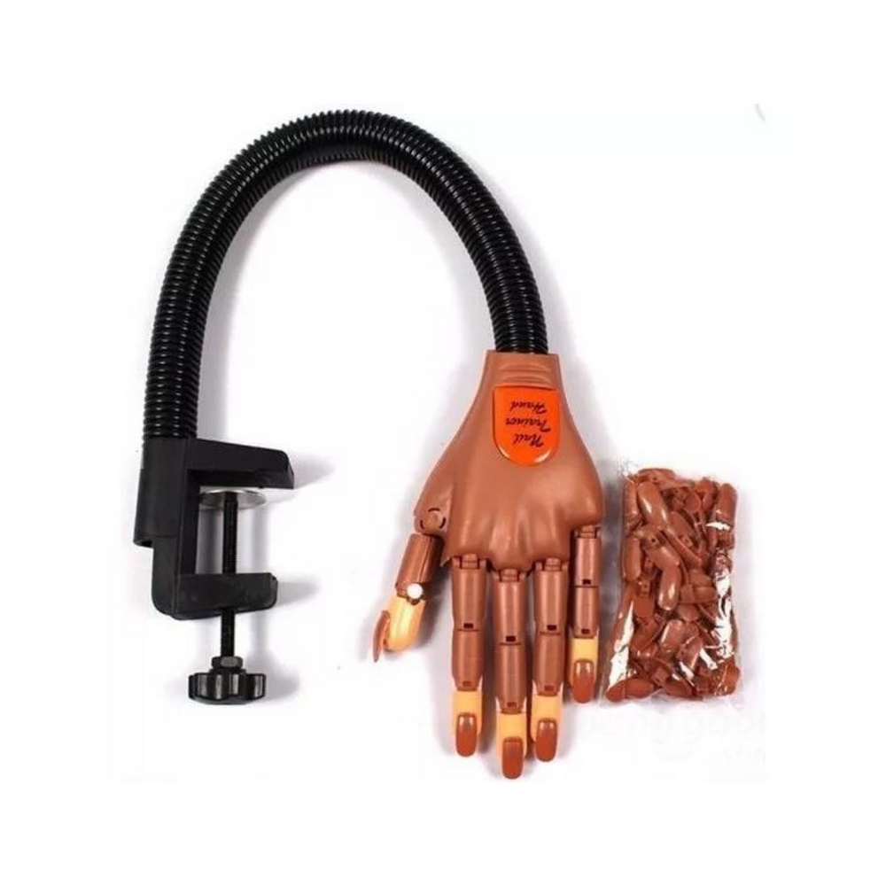 MANO PRACTICA ARTICULADA PARA UÑAS CON 100 REPUESTOS