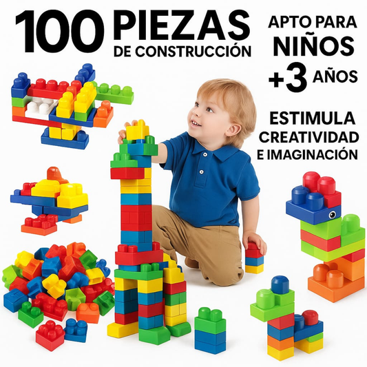 BLOQUES PLAY AND LEARN GENÉRICA PIEZAS DE CONSTRUCCION 100 UNID